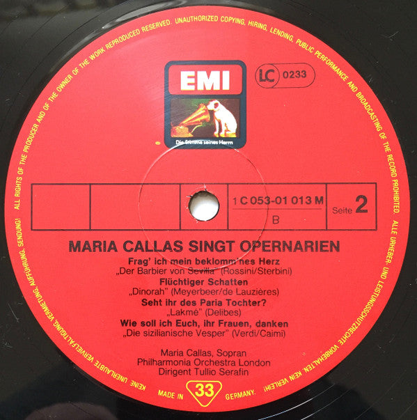 Maria Callas : Maria Callas Singt Opernarien (LP, Mono)