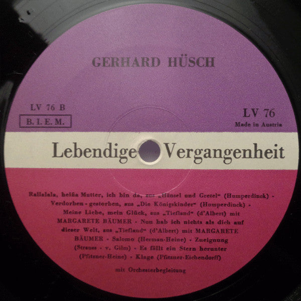 Gerhard Hüsch : Lebendige Vergangenheit - Gerhard Hüsch (LP, Comp, Mono)