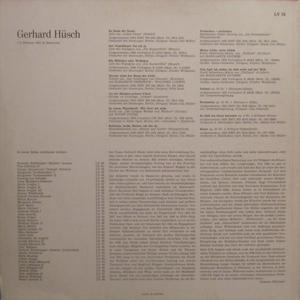 Gerhard Hüsch : Lebendige Vergangenheit - Gerhard Hüsch (LP, Comp, Mono)