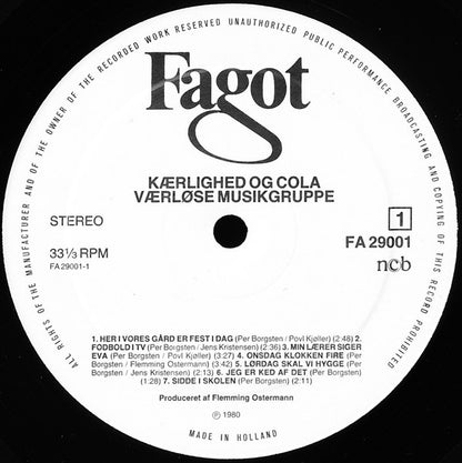 Værløse Musikgruppe : Kærlighed Og Cola (LP, Album)