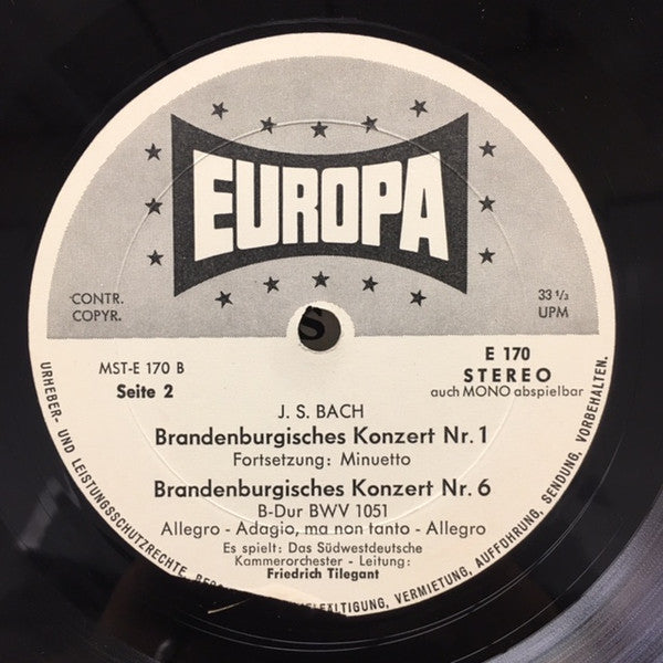 Johann Sebastian Bach, Ulrich Koch, György Terebesi, Maurice André, Friedrich Tilegant, Südwestdeutsches Kammerorchester : Brandenburgische Konzerte 1, 2, 6 (LP)