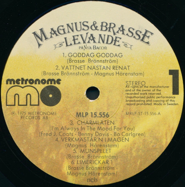 Magnus & Brasse : Levande På Nya Bacchi (LP)