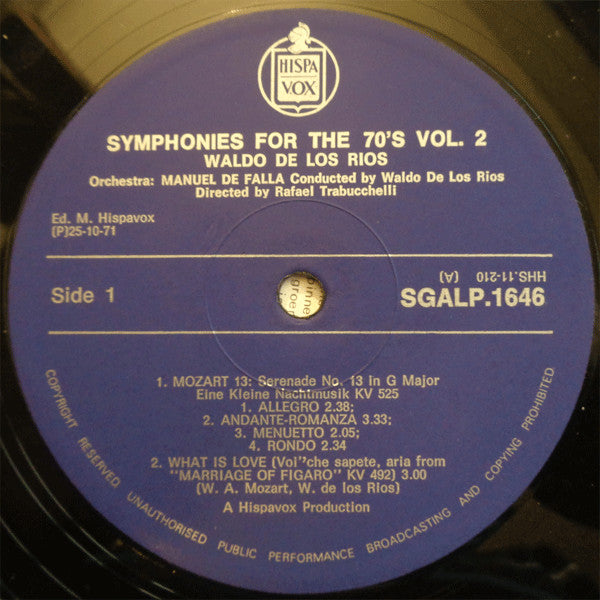 Waldo De Los Rios : Symphonies For The 70's Vol. 2 (LP)