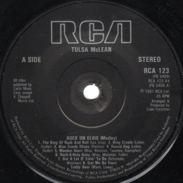 Tulsa McLean : Rock On Elvis (7", Sol)