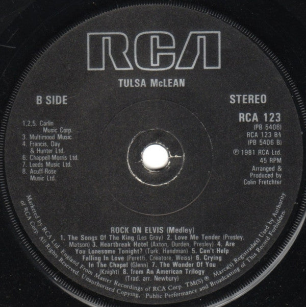 Tulsa McLean : Rock On Elvis (7", Sol)