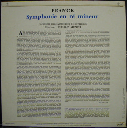 César Franck — Rotterdams Philharmonisch Orkest - Charles Munch : Symphonie En Ré Mineur = Symphonie In D-moll = Symphony In D Minor (LP)