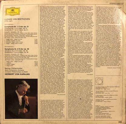 Ludwig van Beethoven - Berliner Philharmoniker, Herbert von Karajan : Symphonien Nr. 1 - Nr. 2 (LP, RE)