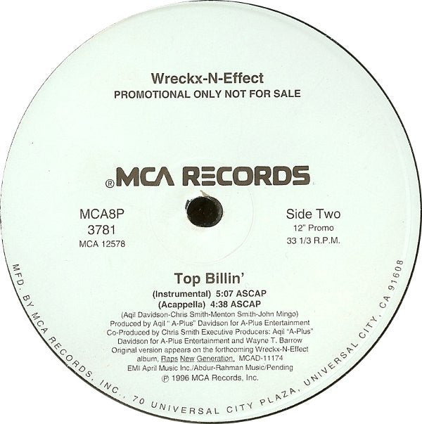 Wrecks-N-Effect : Top Billin' (12", Promo)