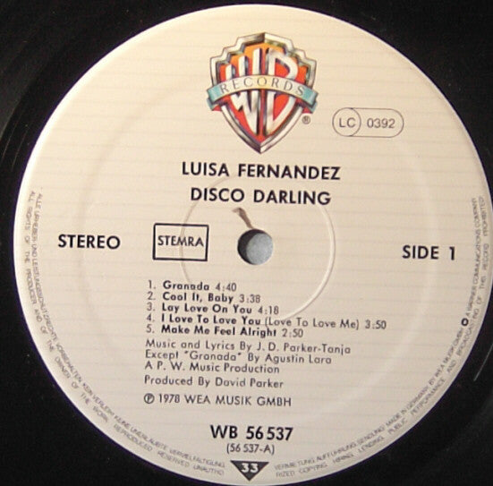 Luisa Fernandez : Disco Darling (LP, Album, RE)