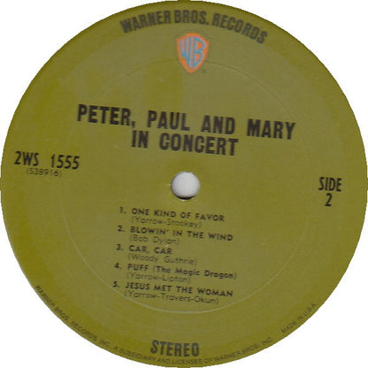 Peter, Paul & Mary : In Concert (2xLP, Album, RE)