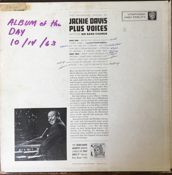 Jackie Davis : The Hammond Organ Of Jackie Davis Plus Voices! (LP, Mono, Promo)