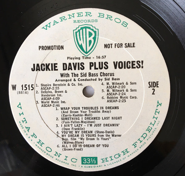 Jackie Davis : The Hammond Organ Of Jackie Davis Plus Voices! (LP, Mono, Promo)