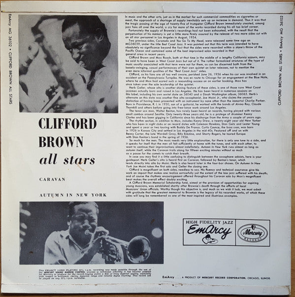 Clifford Brown All Stars : Clifford Brown All Stars (LP, Mono)