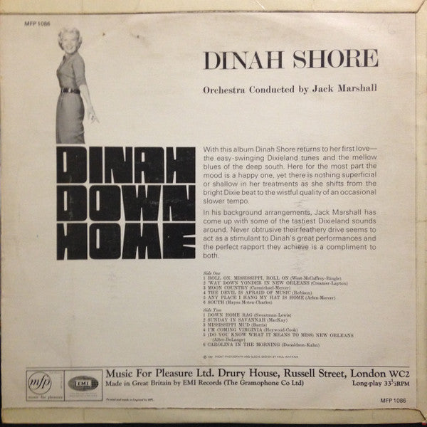 Dinah Shore : Dinah, Down Home (LP, Album, Mono)