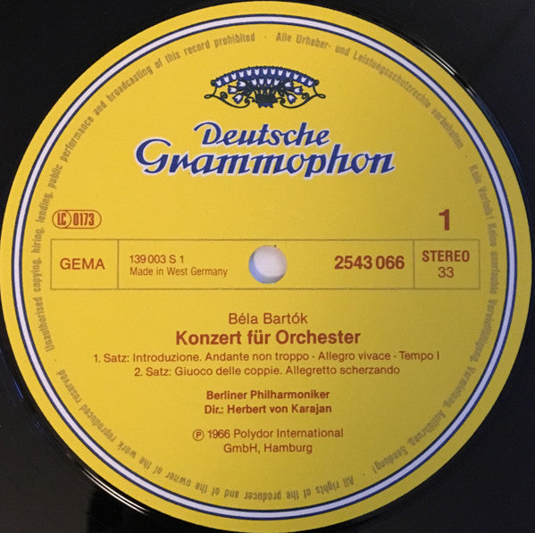 Berliner Philharmoniker · Herbert von Karajan : Karajan-Edition 100 Meisterwerke - Bartók: Konzert Für Orchester (LP)