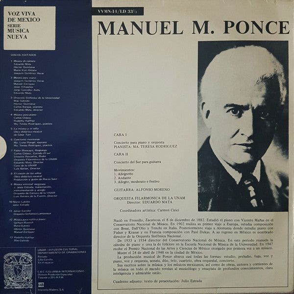 Manuel María Ponce Cuéllar : Manuel M. Ponce  (LP, Album)