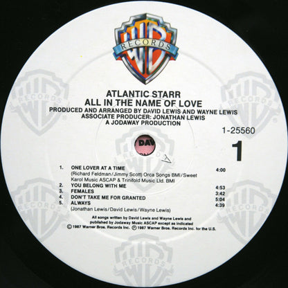 Atlantic Starr : All In The Name Of Love (LP, Album, All)