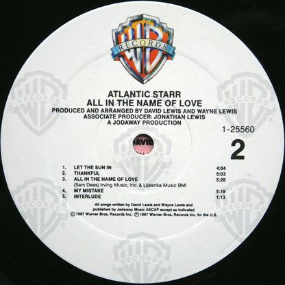 Atlantic Starr : All In The Name Of Love (LP, Album, All)