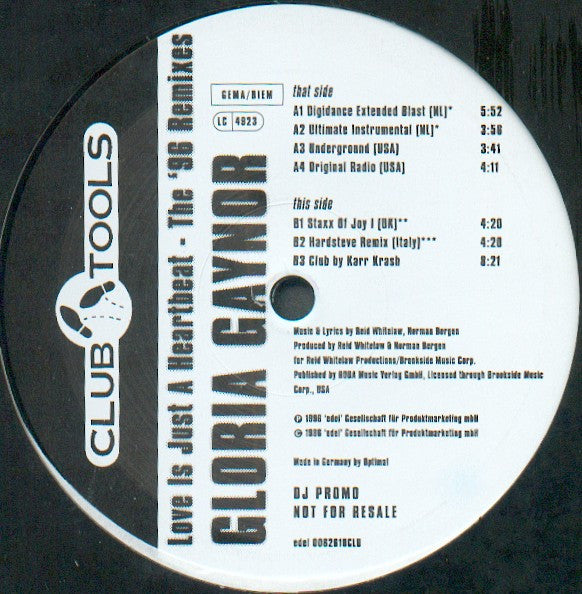 Gloria Gaynor : Love Is Just A Heartbeat - The '96 Remixes (12", Promo)