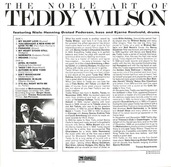 Teddy Wilson : The Noble Art Of Teddy Wilson (LP, Album, RE)