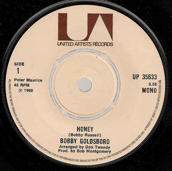 Bobby Goldsboro : Honey (7", Single, Mono, RE)