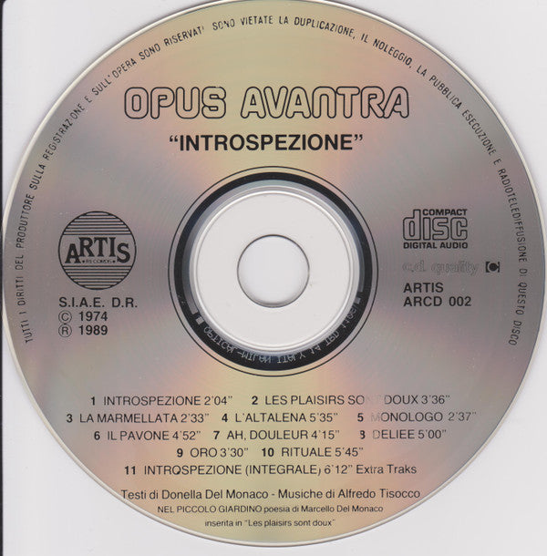 Opus Avantra : Introspezione (CD, Album, RE)