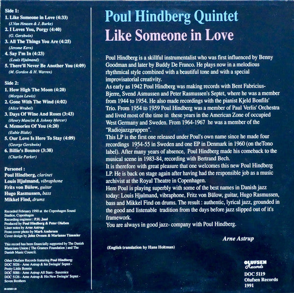 Poul Hindberg Quintet : Like Someone In Love (LP, Album)