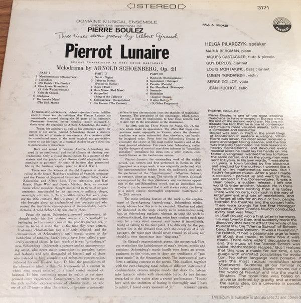 Arnold Schoenberg : Pierrot Lunaire (LP)