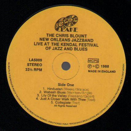 The Chris Blount New Orleans Jazz Band Featuring Sonny Morris and Colin Bowden : Live At The Kendal Festival Of Jazz And Blues (LP, Album)