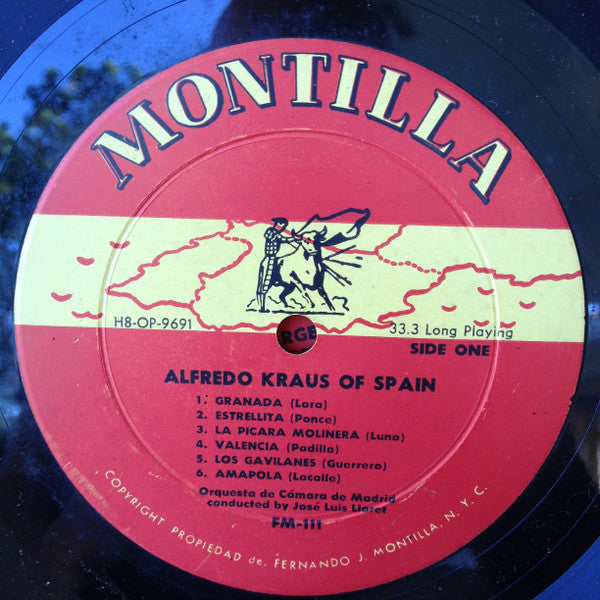 Alfredo Kraus : Alfredo Kraus Of Spain (LP, Album, Mono)