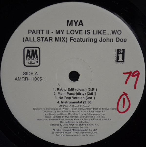 Mya : My Love Is Like...WO (Part II And Part III) (12", Promo)