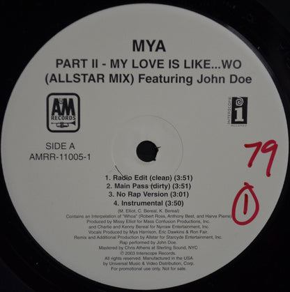 Mya : My Love Is Like...WO (Part II And Part III) (12", Promo)