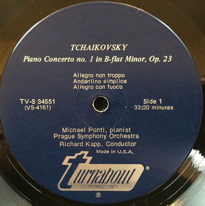 Pyotr Ilyich Tchaikovsky, Michael Ponti, The Prague Symphony Orchestra Conducted By Richard Kapp : Piano Concerto No. 1 / Concert Fantasy For Piano And Orchestra (LP)