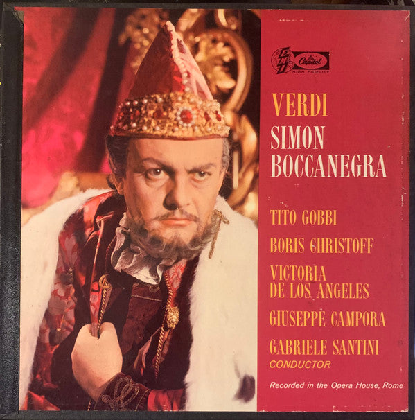 Giuseppe Verdi, Gabriele Santini (2), Tito Gobbi, Boris Christoff, Victoria De Los Angeles, Giuseppe Campora : Simon Boccanegra (3xLP, Album, Mono, Box)