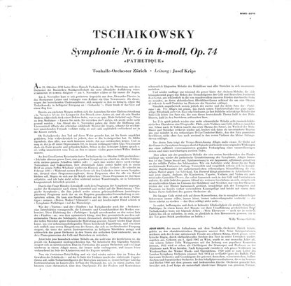 Pyotr Ilyich Tchaikovsky - Tonhalle-Orchester Zürich, Josef Krips : Symphonie Nr.6 "Pathétique" (LP, Mono)