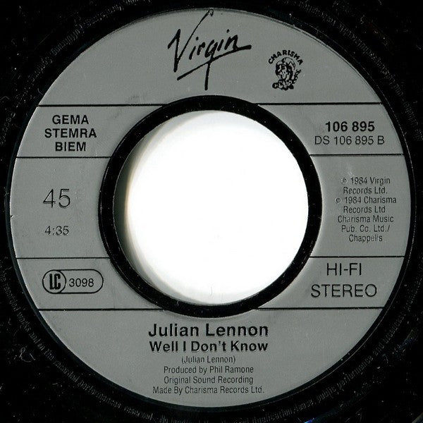 Julian Lennon : Too Late For Goodbyes (7", Single)