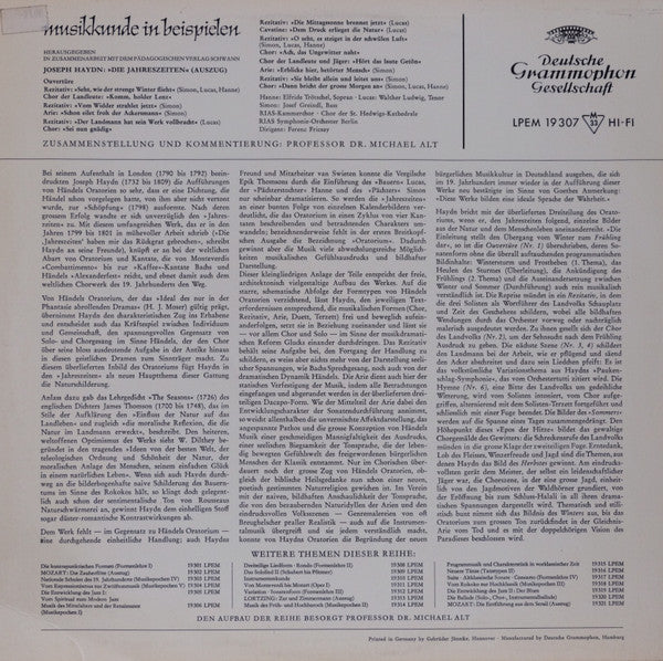 Joseph Haydn - Chor Der St. Hedwigs-Kathedrale Berlin, RIAS-Kammerchor, RIAS Symphonie-Orchester Berlin, Ferenc Fricsay : Die Jahreszeiten (Auszug) (LP, Mono)