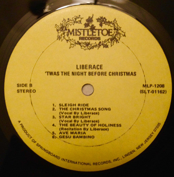 Liberace : 'Twas The Night Before Christmas (LP, Album, Yel)