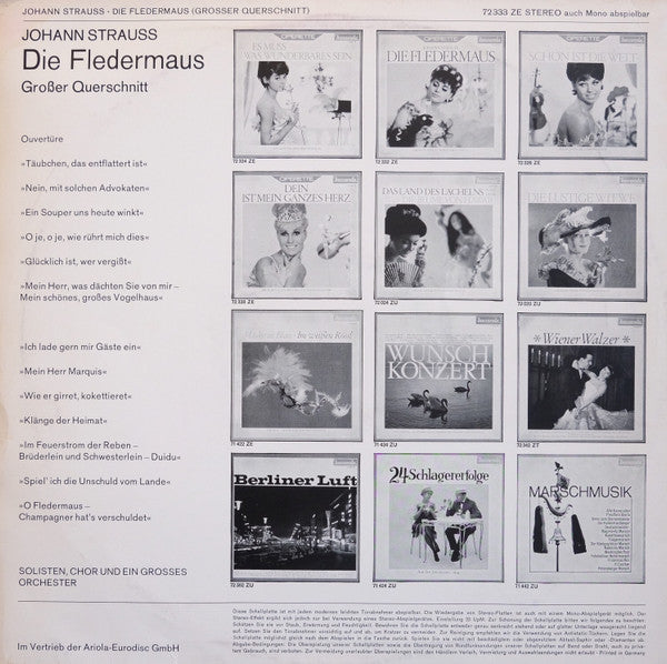 Johann Strauss Jr. : Die Fledermaus (Operettenquerschnitt) (LP)