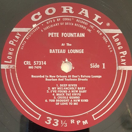 Pete Fountain : Pete Fountain At The Bateau Lounge (LP, Album, Mono, Pin)