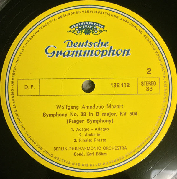 Wolfgang Amadeus Mozart · Karl Böhm, Berliner Philharmoniker : Symphonien Nr. 35 »Haffner« · Nr. 32 G-Dur (In G Major) · Nr. 38 »Prager« (LP, Album)