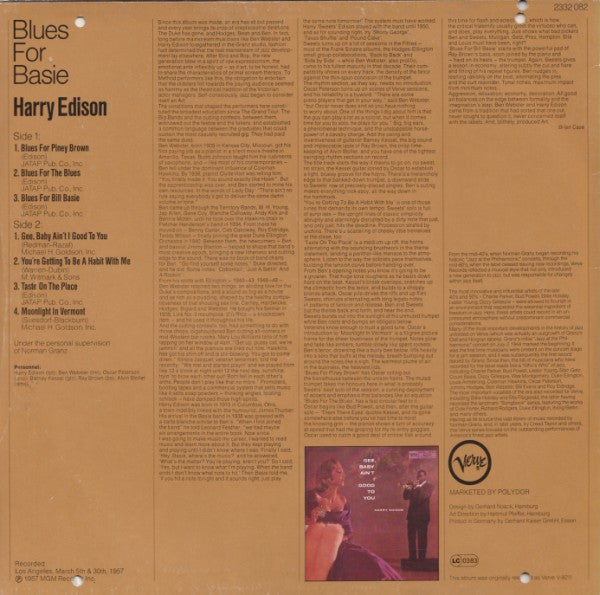 Harry Edison : Blues For Basie (LP, Album, Mono, RE)