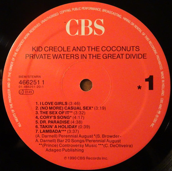 Kid Creole And The Coconuts : Private Waters In The Great Divide (LP, Album)