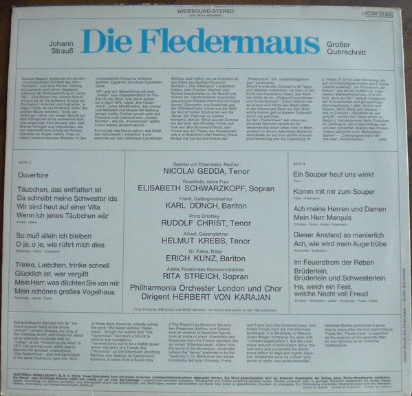 Johann Strauss Jr., Philharmonia Chorus Und Philharmonia Orchestra, Herbert von Karajan : Die Fledermaus (Großer Querschnitt) (LP, Wid)