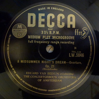 Franz Schubert, Felix Mendelssohn-Bartholdy : Rosamunde / A Midsummer Night's Dream (10", ffr)