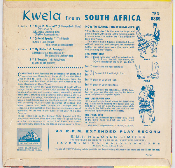 Benoni Flute Quintet And Alexandra Shamber Boys And  Shamber Girls : Kwela From South Africa (7", EP, Mono)