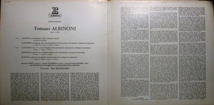 Tomaso Albinoni / Maurice André - Jacques Chambon - Georg Friedrich Hendel - Kammerorchester Des Saarländischen Rundfunks, Saarbrücken Direction Karl Ristenpart : Célèbre Adagio - Concertos & Sinfonies Pour Trompette, Hautbois & Cordes (LP, RE, Gat)