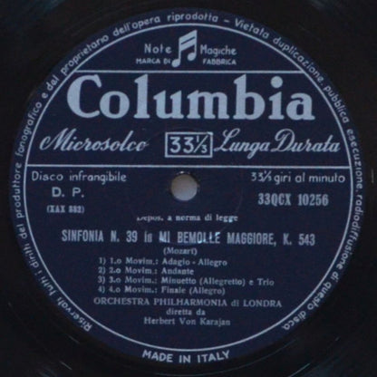 Wolfgang Amadeus Mozart - Herbert von Karajan, Bernard Walton (2), Philharmonia Orchestra : Symphony No.39 In E Flat Major K.543 / Clarinet Concerto In A Major K.622 (LP)