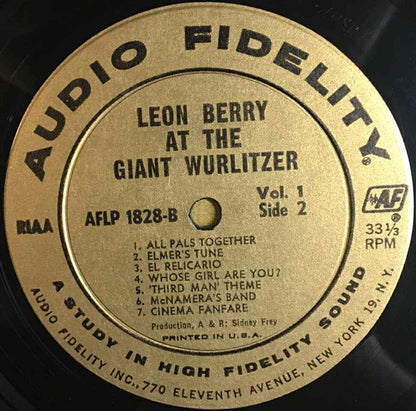 Leon Berry : Leon Berry At The Giant Wurlitzer Pipe Organ Volume 1 (LP, Album)