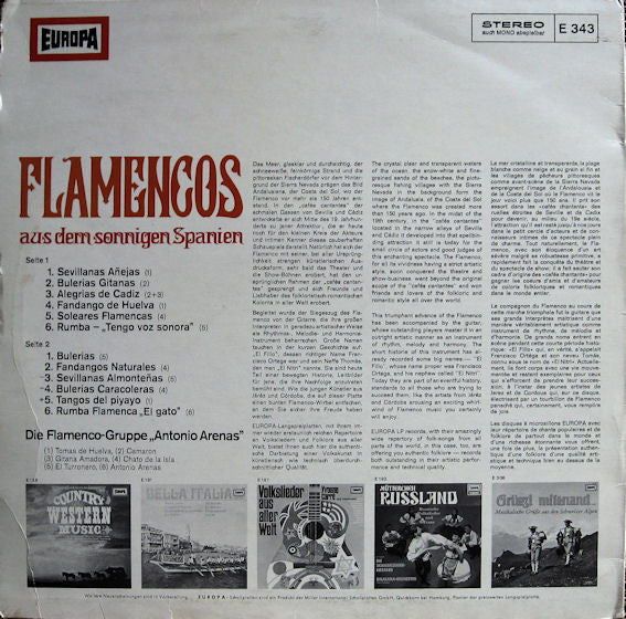 Grupo Flamenco De Antonio Arenas : Flamencos Aus Dem Sonnigen Spanien (LP, Album)